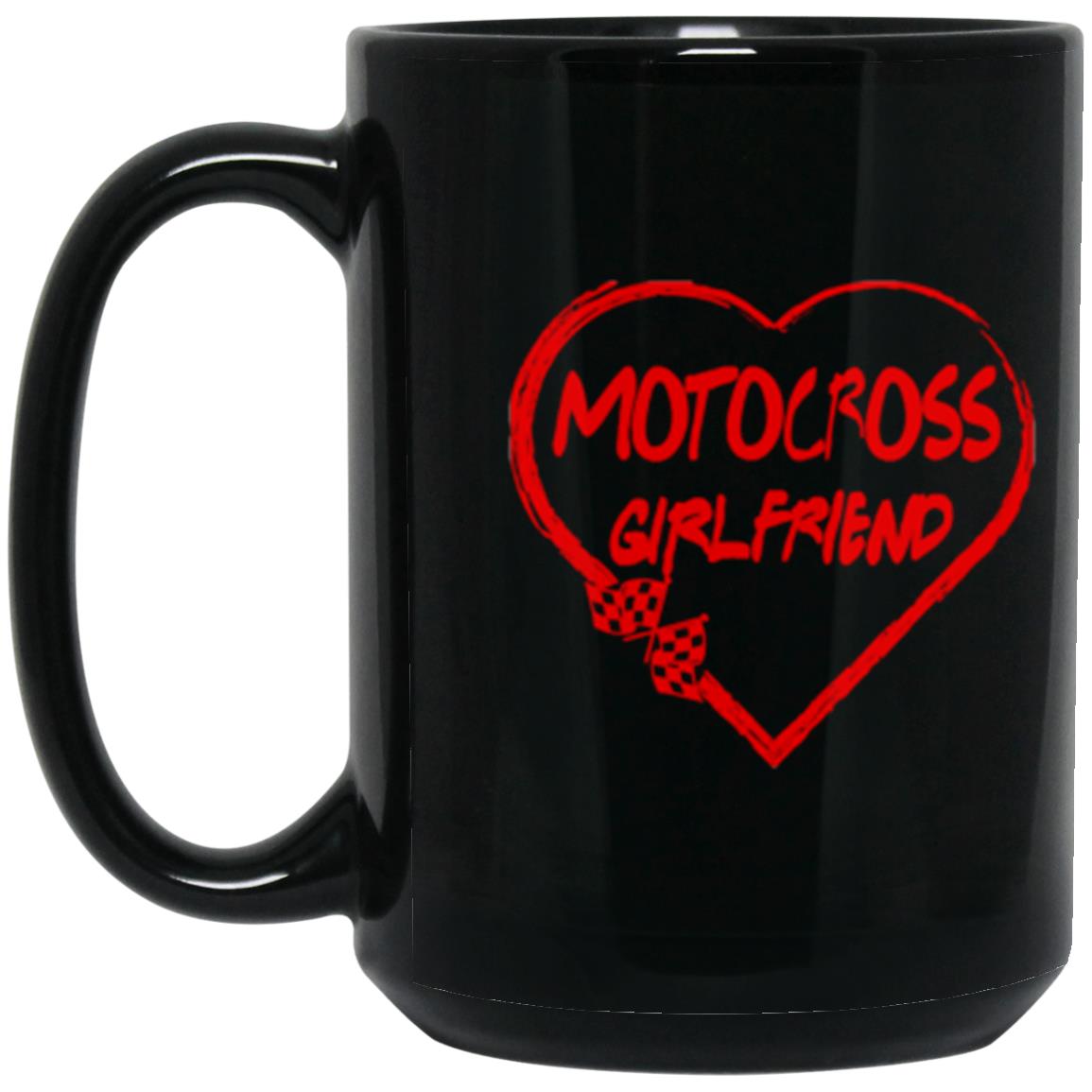 Motocross Girlfriend Heart 15 oz. Black Mug