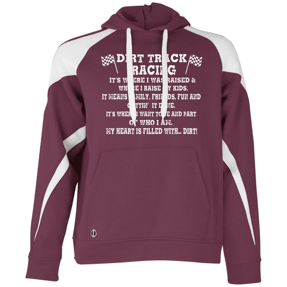 Dirt Track Racing It's Where I Was Raised Athletic Colorblock Fleece Hoodie