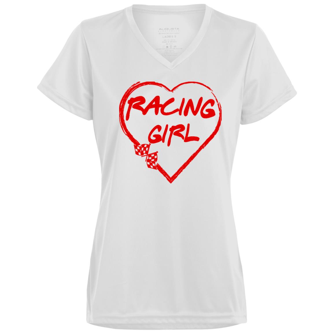 Racing Girl Heart Ladies’ Moisture-Wicking V-Neck Tee