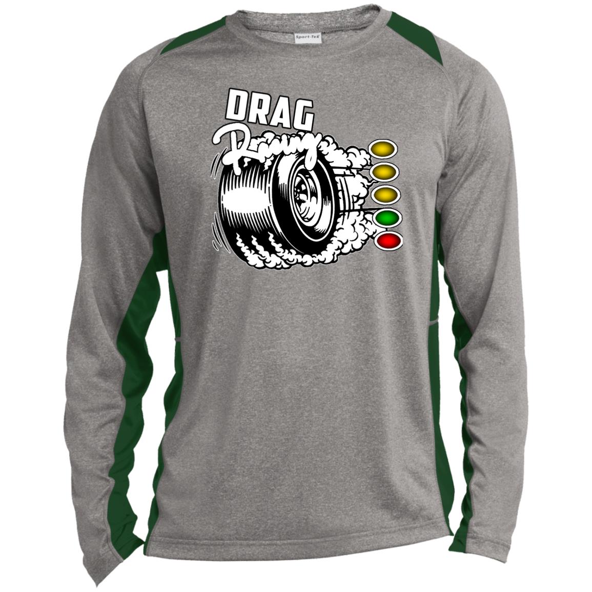 Drag Racing Long Sleeve Heather Colorblock Performance Tee