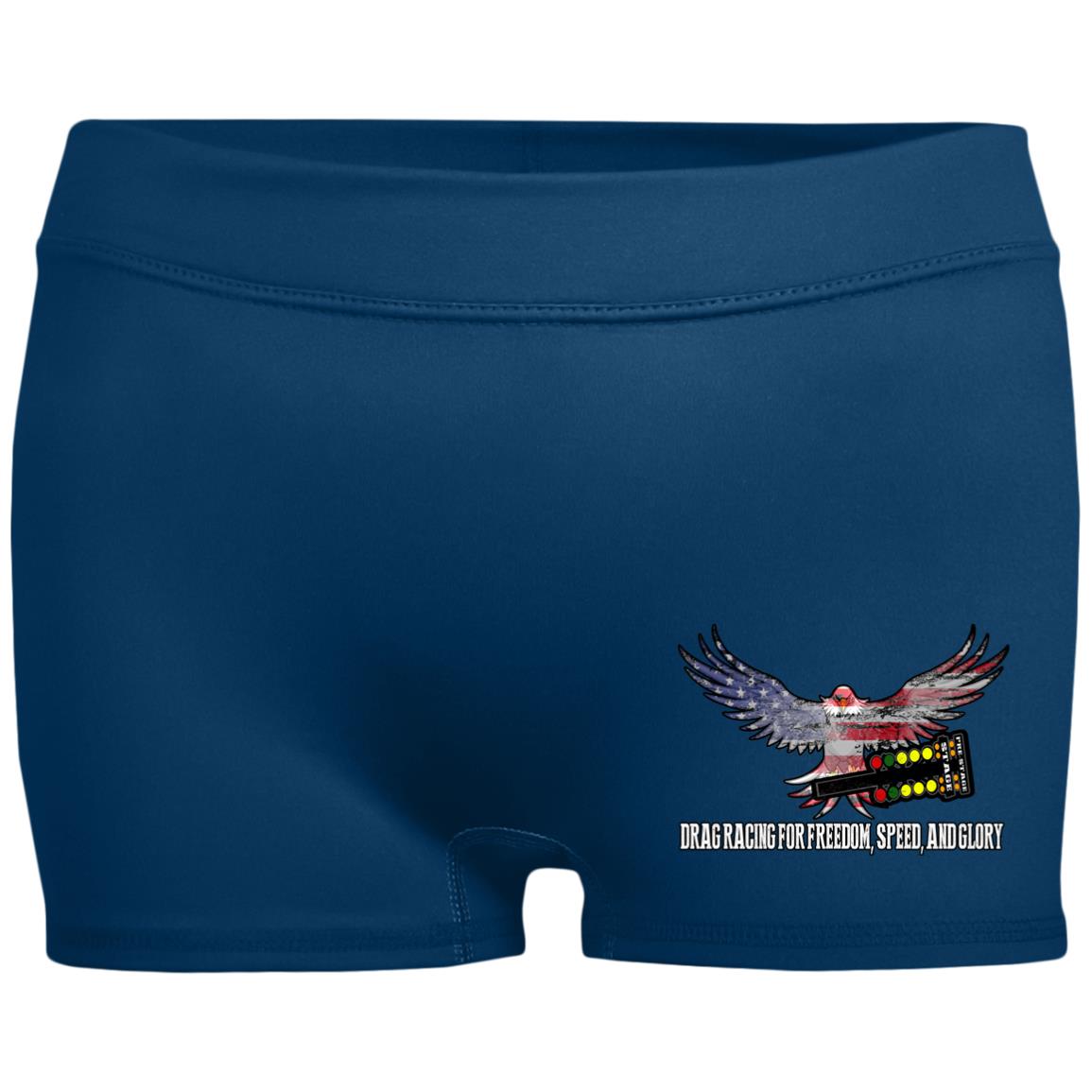 Drag Racing for Freedom, Speed, and Glory Ladies' Fitted Moisture-Wicking 2.5 inch Inseam Shorts