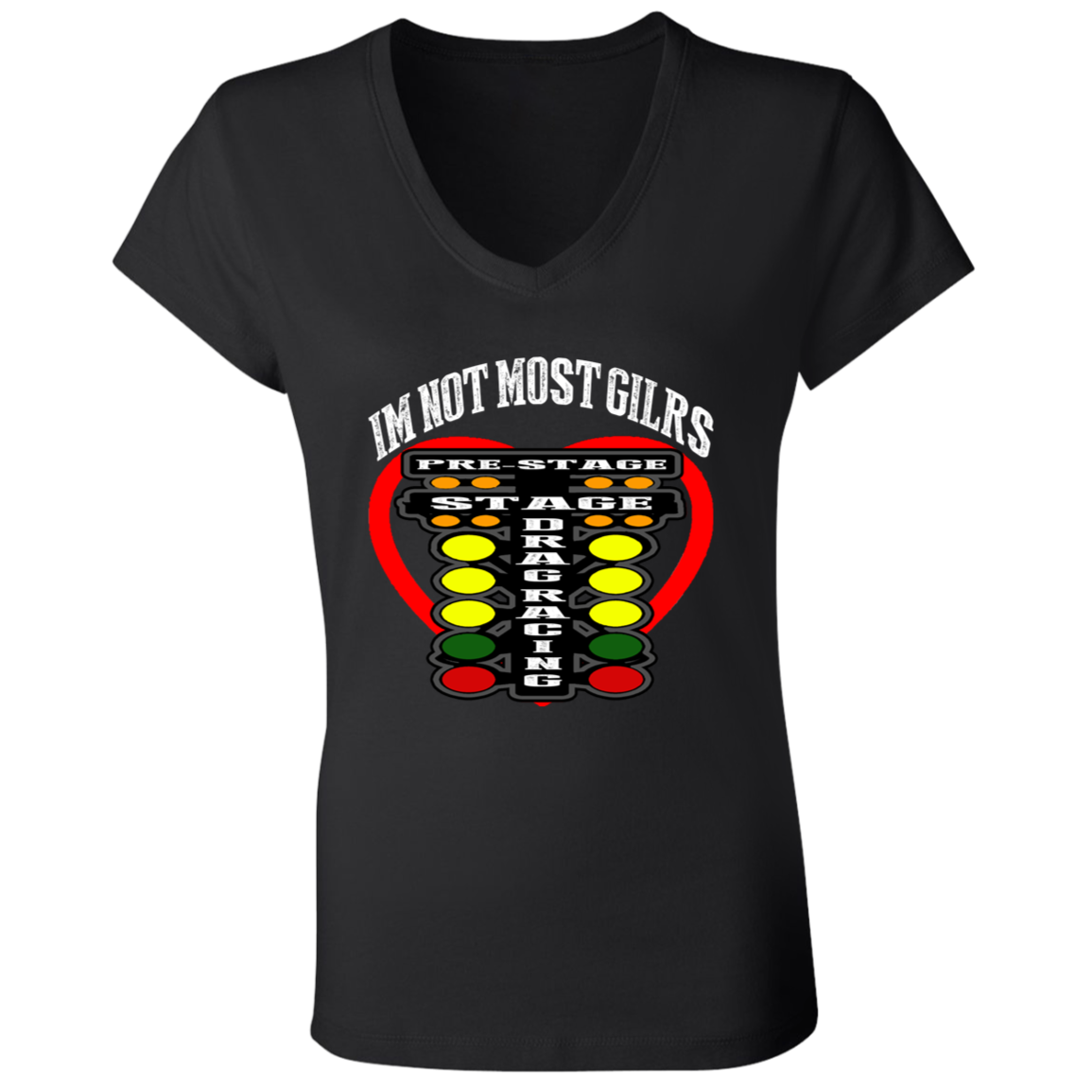 I'm Not Most Girls Drag Racing Ladies' Jersey V-Neck T-Shirt