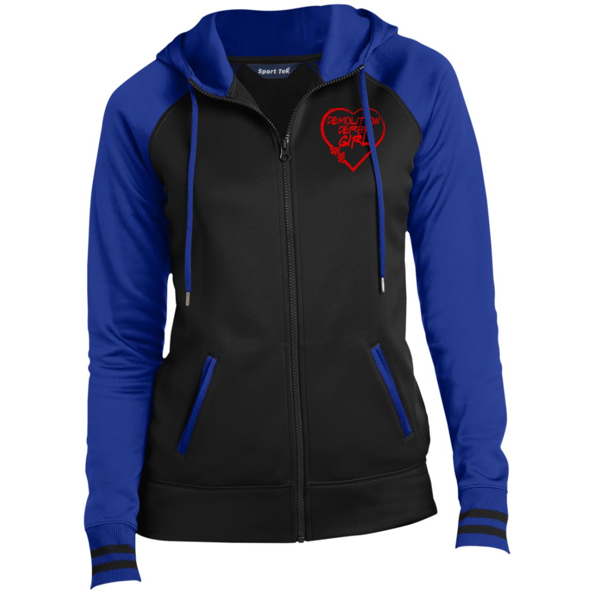 Demolition Derby Girl Heart Ladies' Sport-Wick® Full-Zip Hooded Jacket