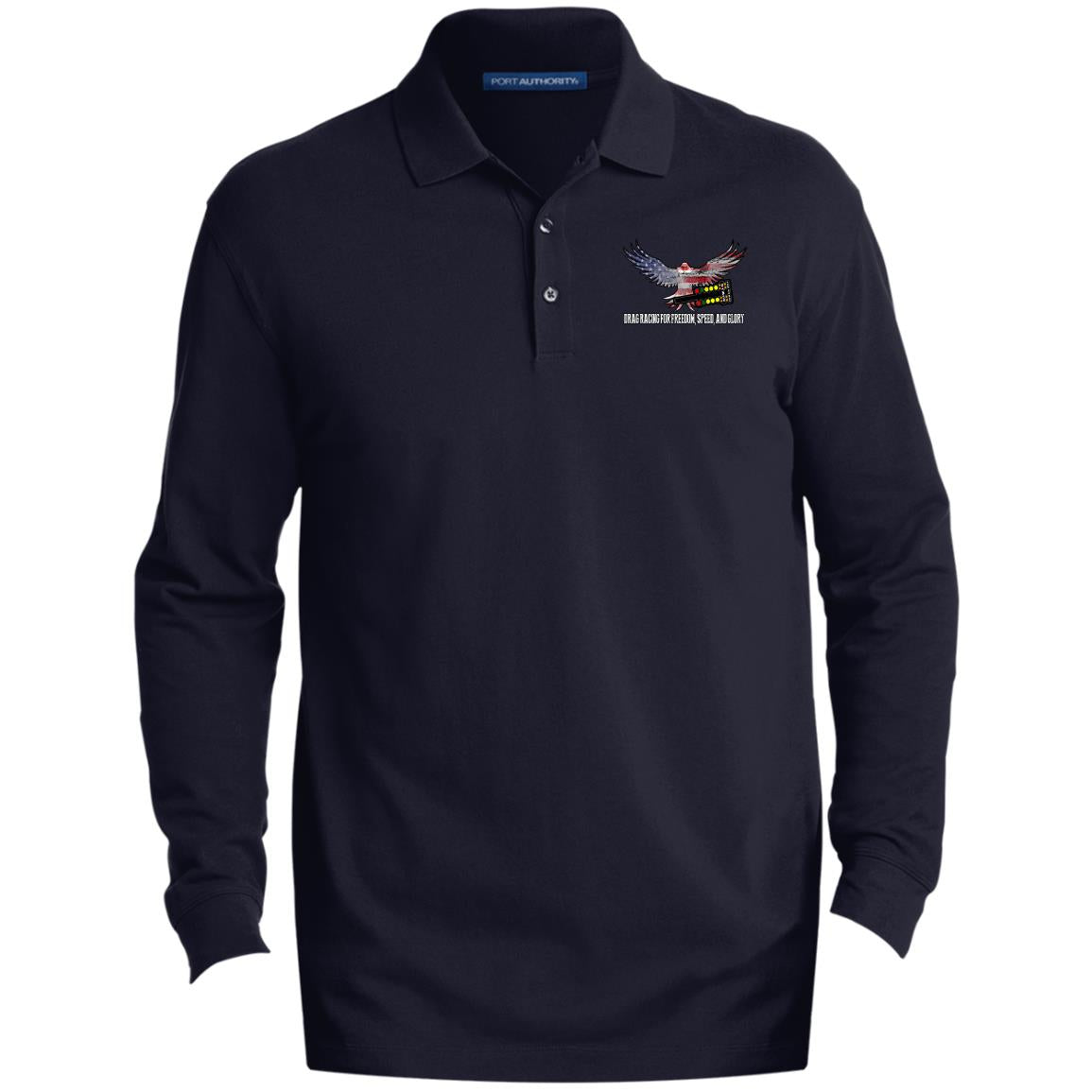 Drag Racing for Freedom, Speed, and Glory Men's EZCotton™ Long Sleeve Polo