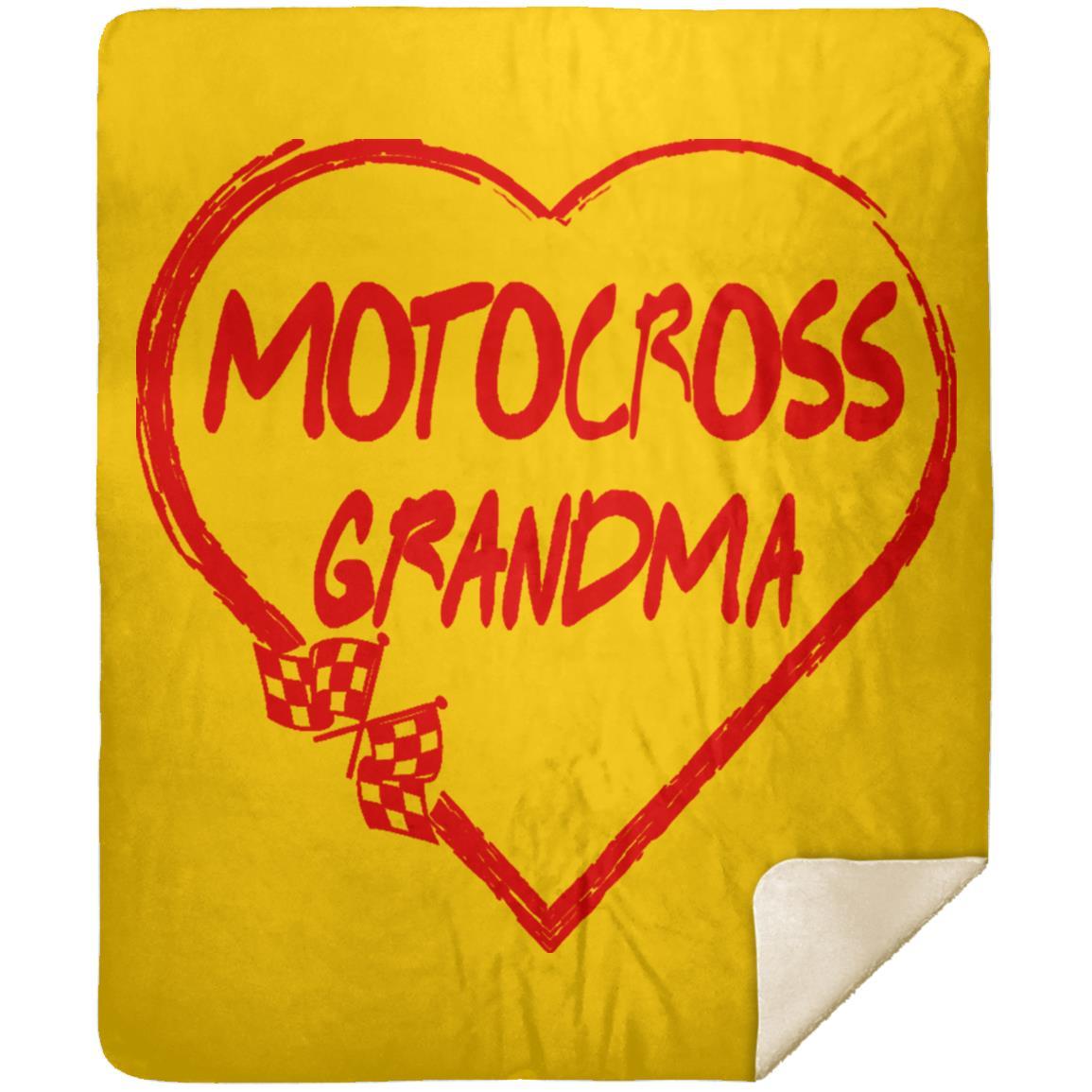 Motocross Grandma Heart Premium Mink Sherpa Blanket 50x60