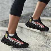Handcrafted Drag Racing M-Sole sneakers featuring a custom "Drag Racing" graphic, a starting line Christmas tree, and a smoking tire design on breathable mesh.