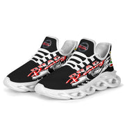 Handcrafted Drag Racing M-Sole sneakers featuring a custom "Drag Racing" graphic, a starting line Christmas tree, and a smoking tire design on breathable mesh.