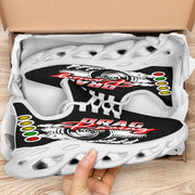 Handcrafted Drag Racing M-Sole sneakers featuring a custom "Drag Racing" graphic, a starting line Christmas tree, and a smoking tire design on breathable mesh.