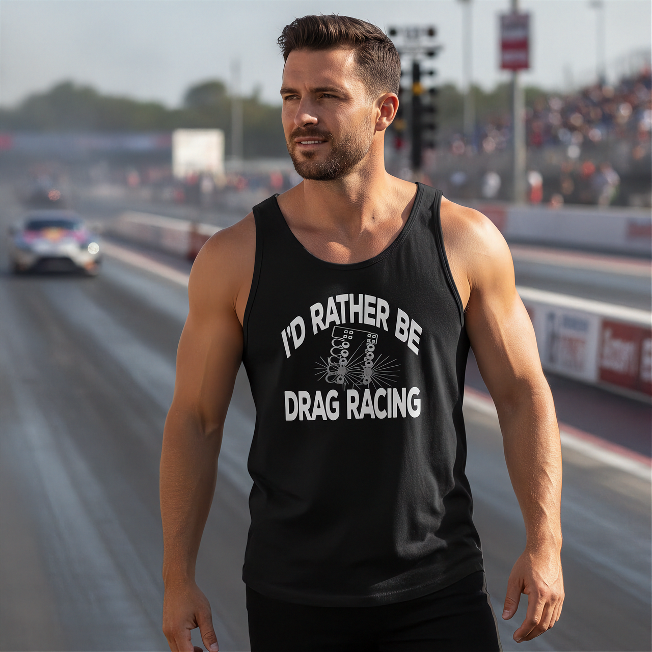I'd Rather Be Drag Racing Tank top in Black — Tank top Mens drag racing apparel by RIIMB