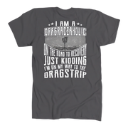 Gray t-shirt with white text and graphic on a white background