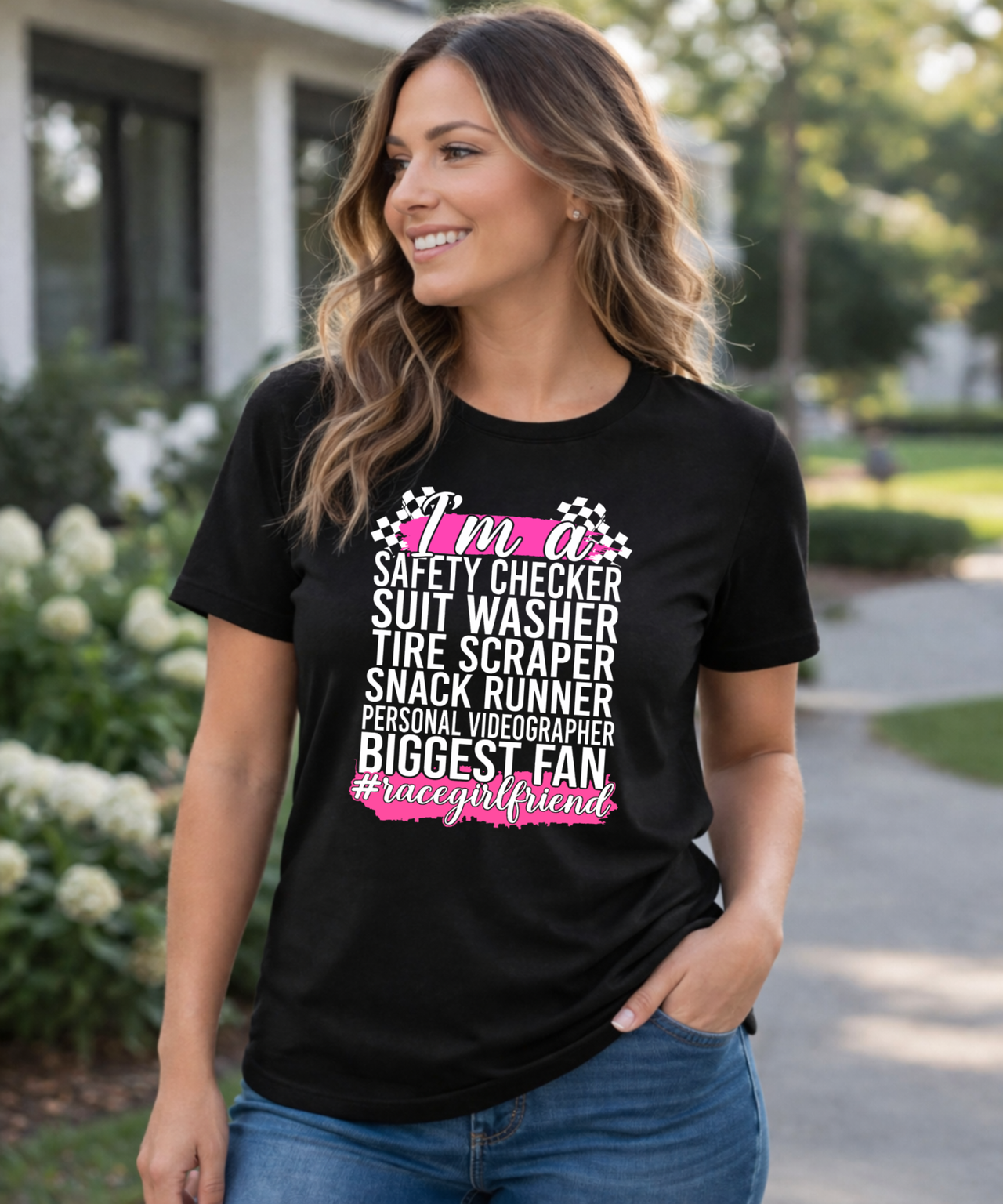 I’m A Safety Checker Racegirlfriend T-Shirts – Premium Custom Motorsports Apparel