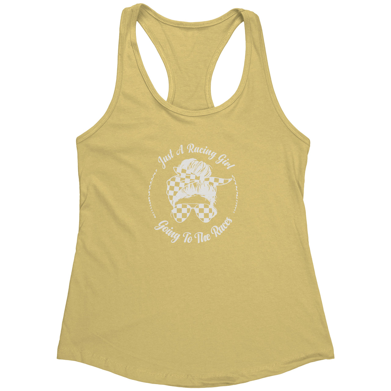 Just A Racing Girl Going To The Races Next Level Womens Racerback Tank