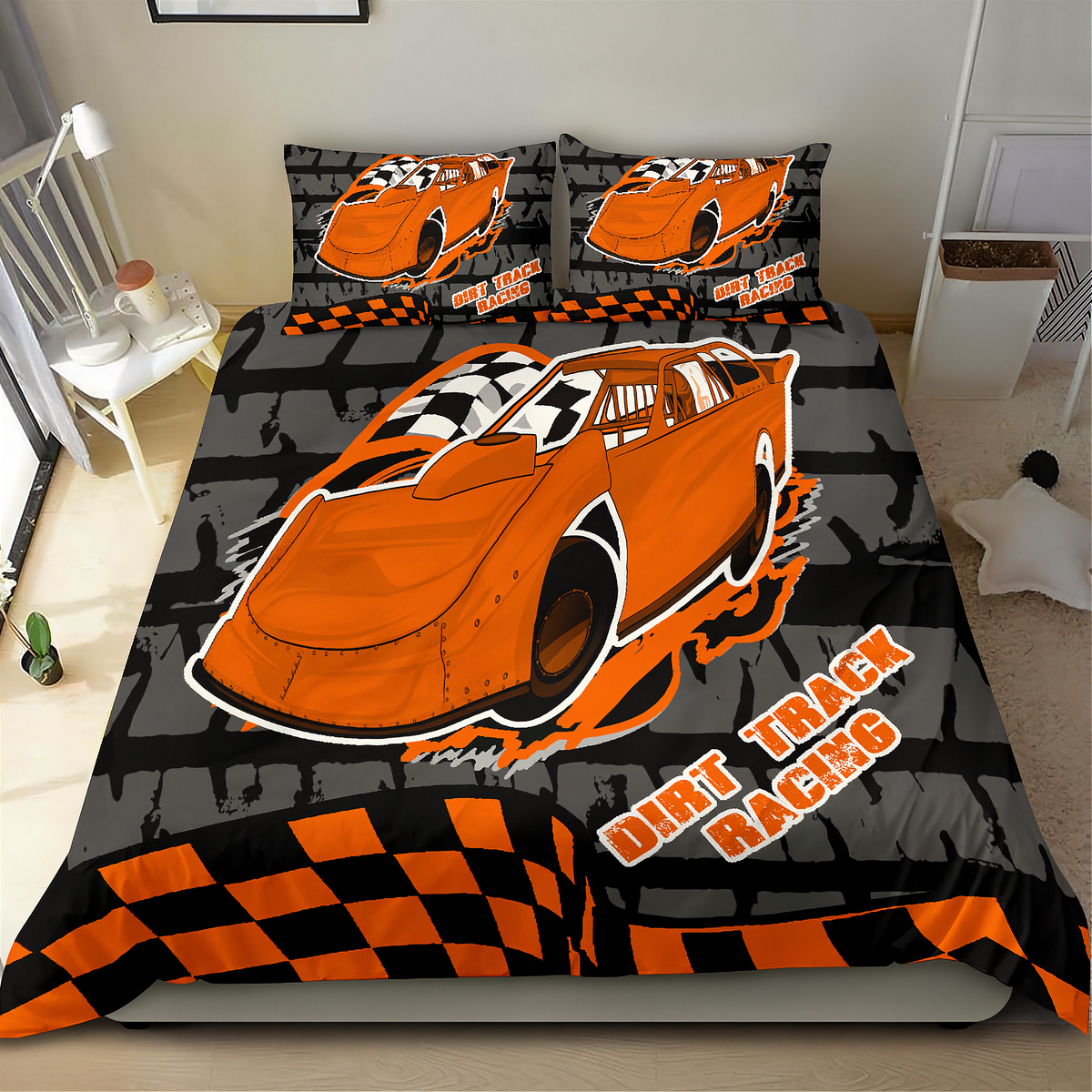 Late_Model_Bedding_Set_Orange_Dirt_Late_Model_Race_Day_Decor_RIIMB