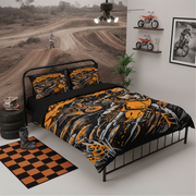 Motocross Bedding Set | Bold Orange MX Design | Dirt Bike Bedroom Decor | RIIMB