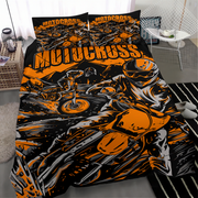 Motocross Bedding Set | Bold Orange MX Design | Dirt Bike Bedroom Decor | RIIMB