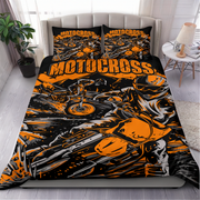 Motocross Bedding Set | Bold Orange MX Design | Dirt Bike Bedroom Decor | RIIMB