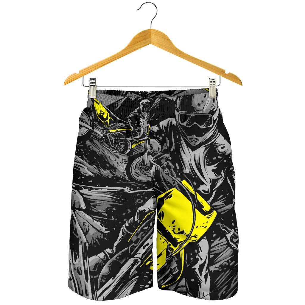 Motocross Men's Shorts in a custom-made racing style featuring moisture-wicking fabric, antibacterial technology, and an adjustable drawstring waistband for dirt bike riders.