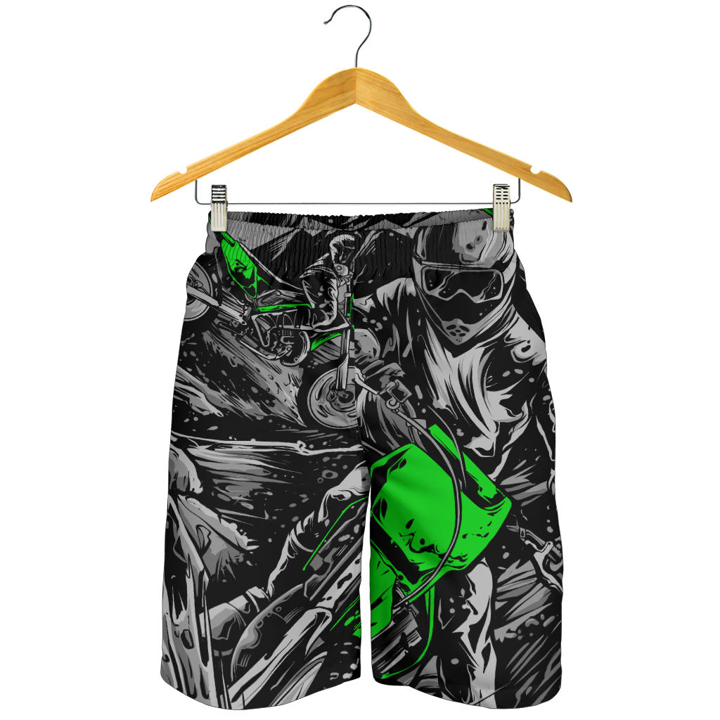Motocross Men's Shorts in a custom-made racing style featuring moisture-wicking fabric, antibacterial technology, and an adjustable drawstring waistband for dirt bike riders.