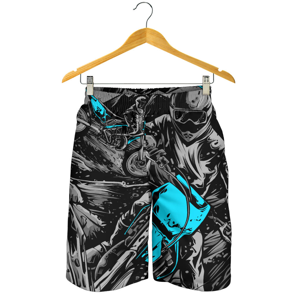 Motocross Men's Shorts in a custom-made racing style featuring moisture-wicking fabric, antibacterial technology, and an adjustable drawstring waistband for dirt bike riders.