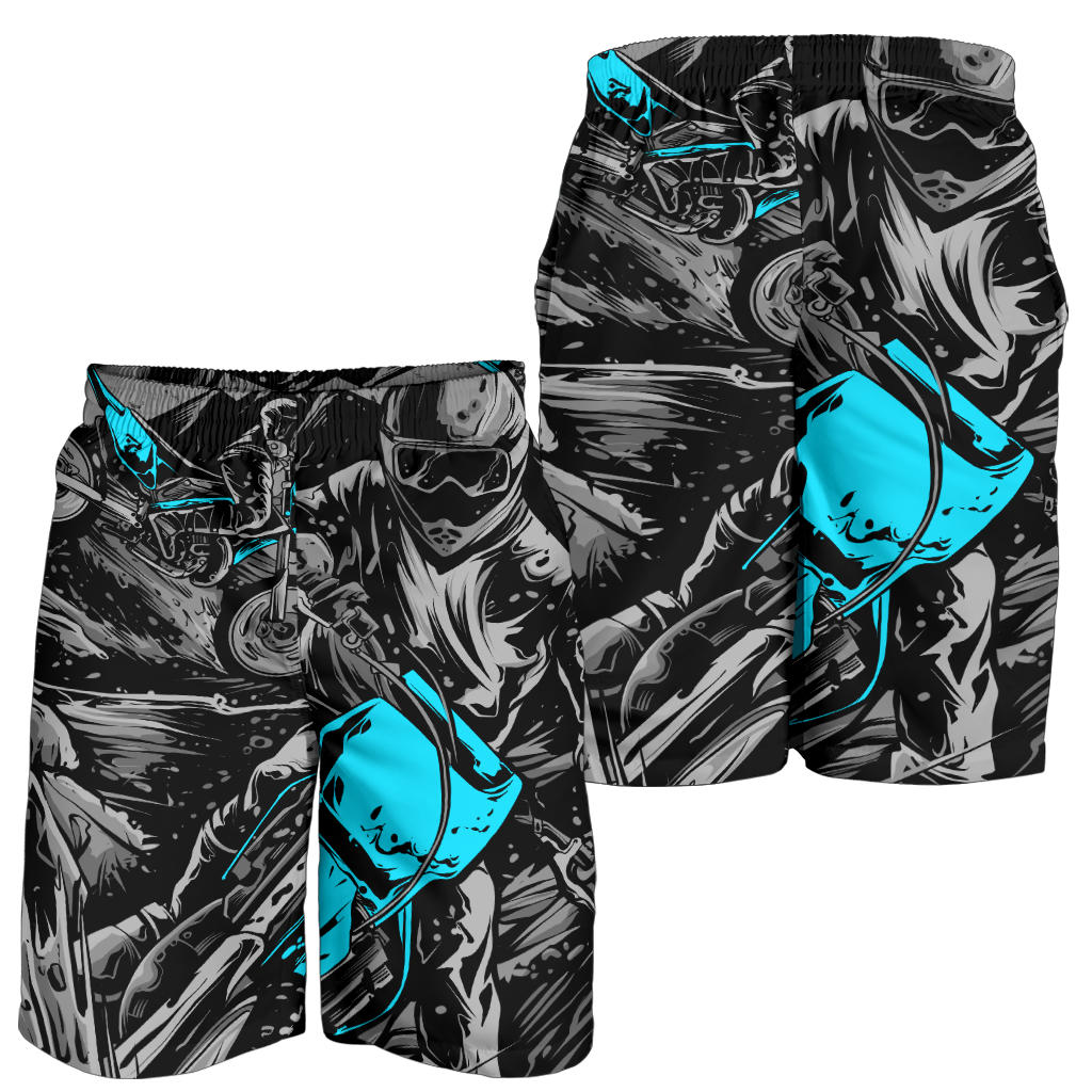 Motocross Men's Shorts in a custom-made racing style featuring moisture-wicking fabric, antibacterial technology, and an adjustable drawstring waistband for dirt bike riders.