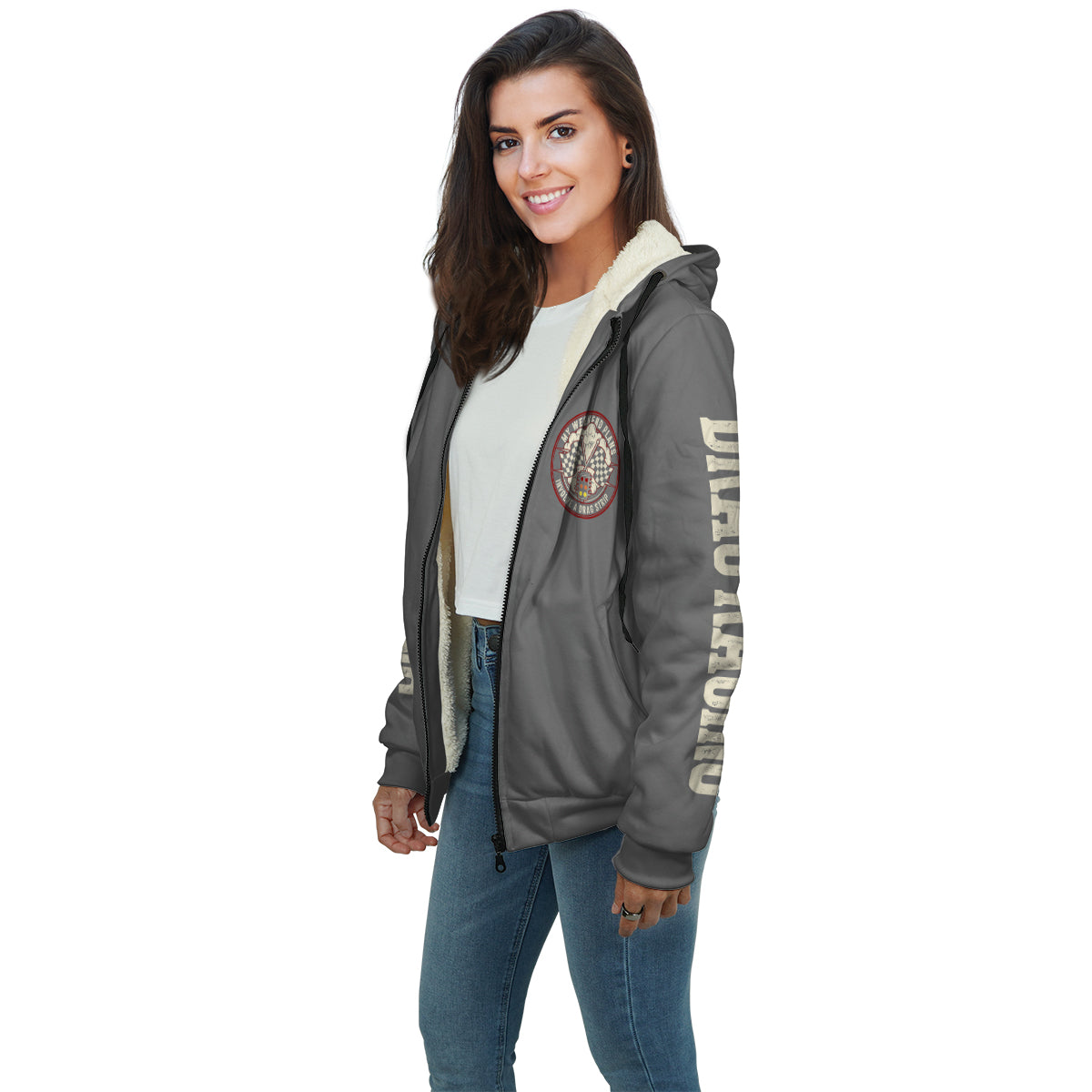 My Weekend Plans Involve a Drag Strip Sherpa Jacket Grey