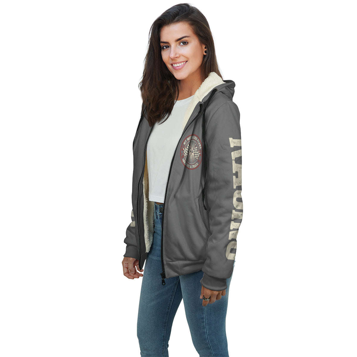 My Weekend Plans Involve a Track Sherpa Jacket Grey