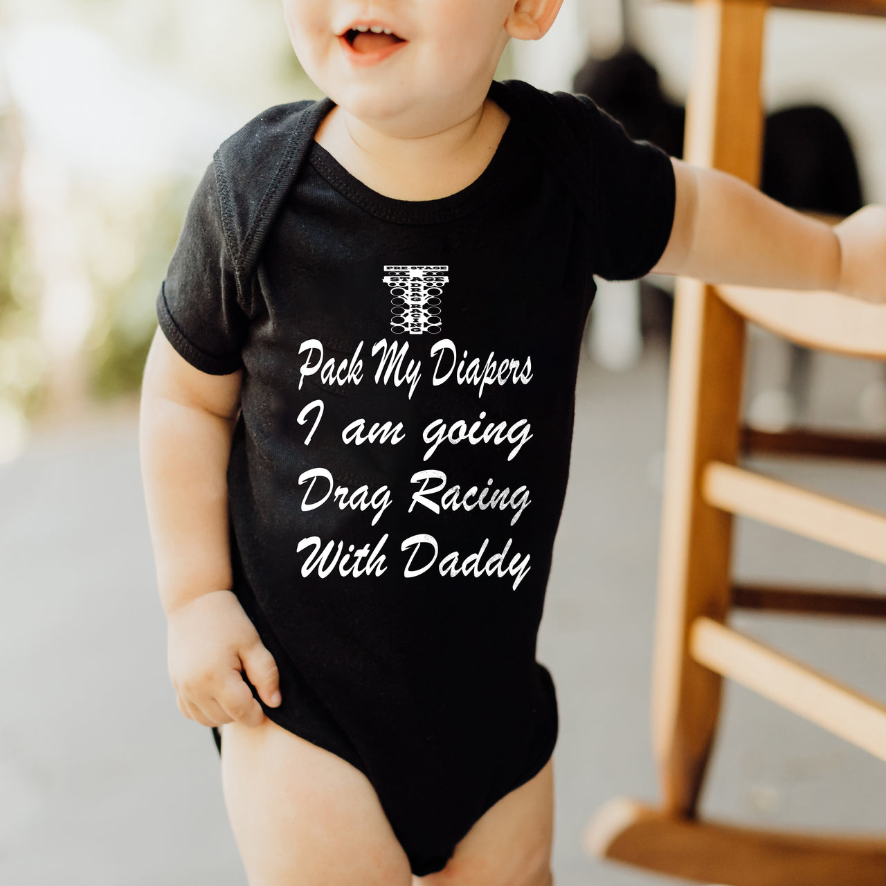 Pack My Diapers I am going Drag Racing With Daddy Onesies