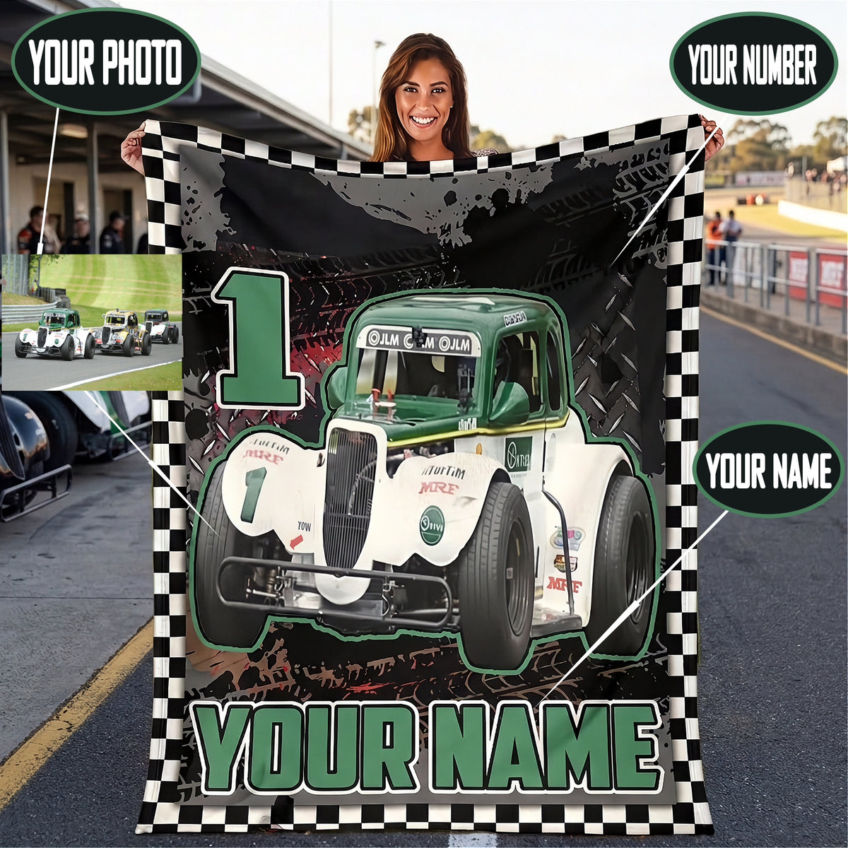 Personalized Legends Car Racing Blanket | Custom Photo, Name & Number | RIIMB