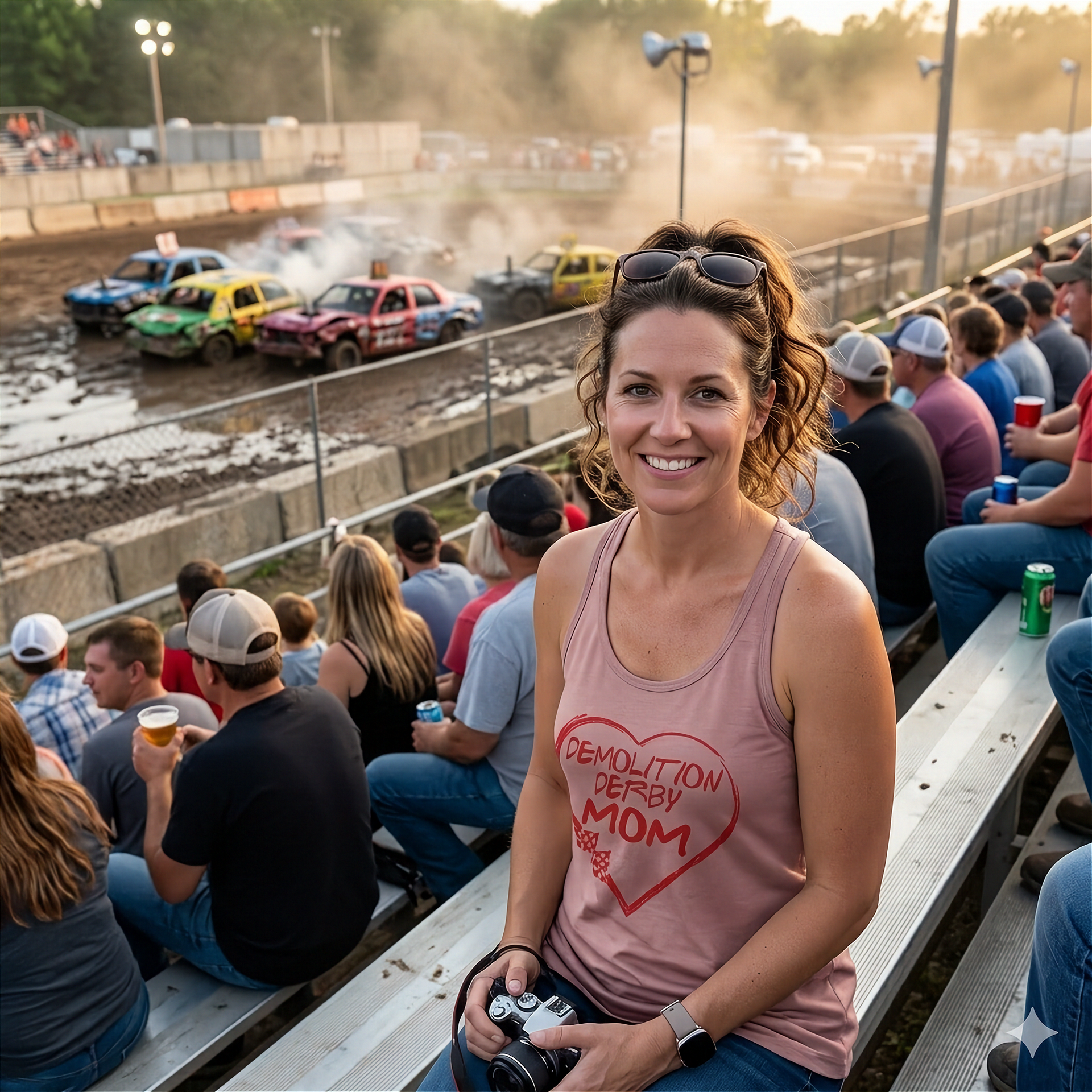 Premium black women's t-shirt mockup featuring a clean white graphic layout listing "THERAPIST REFEREE AGENT CHEERLEADER RACING MOM" paired with a classic checkered flag icon.