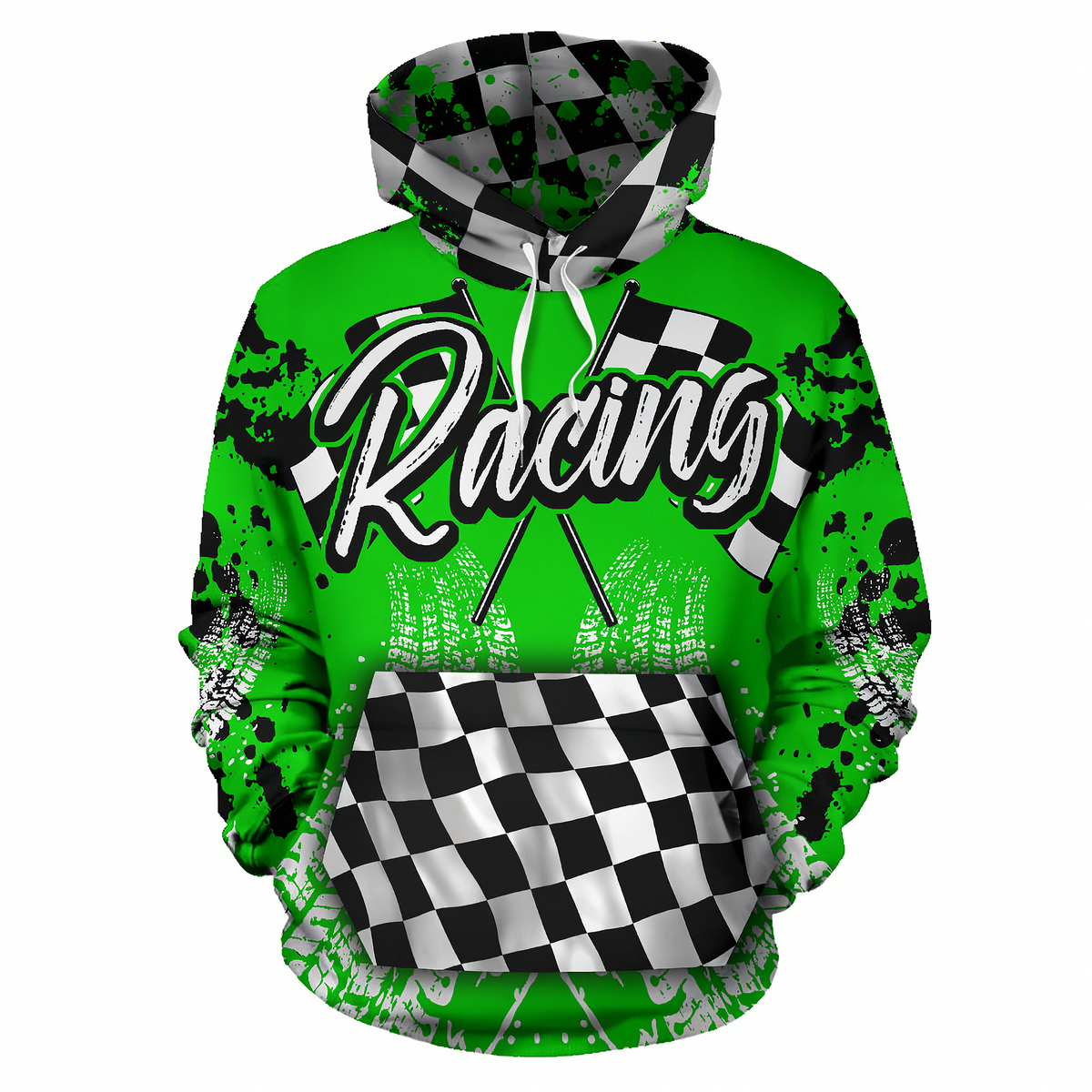 Racing All Over Print Hoodie Green | Motorsport Apparel | RIIMB