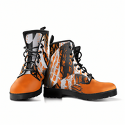 checkered pattern orange boots