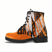 Racing checkered pattern orange boots