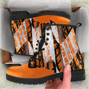 Racing checkered pattern orange boots