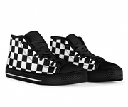 Black and white checkered sneakers on a white background