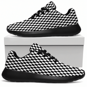 Black and white checkered sneakers on a white background