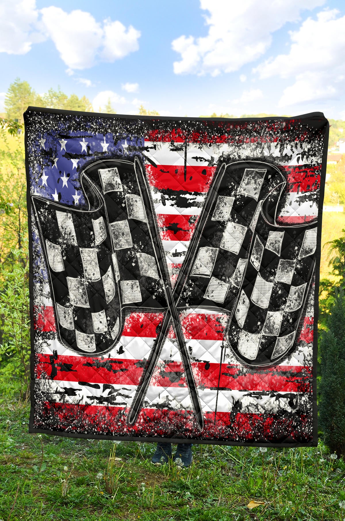 Racing Checkered USA Flag Quilt