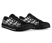 Black and white checkered shoes on a white background