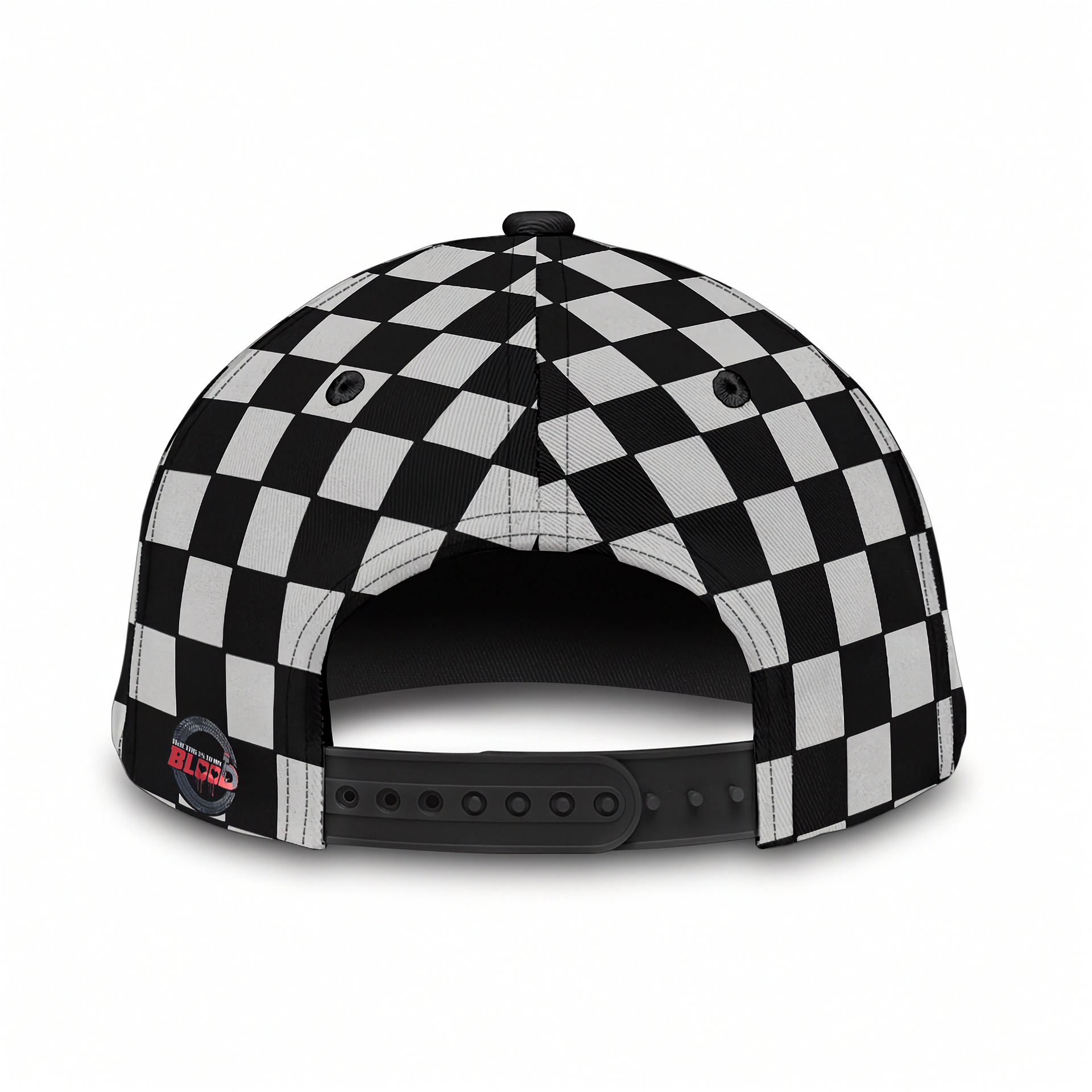 Black and white checkered cap on a white background