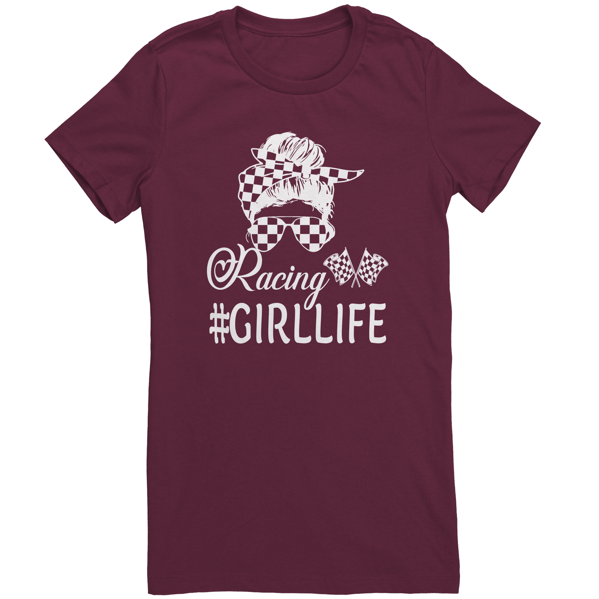Racing_Girl_Life_Womens_T-Shirts_Maroon_Mockup.png