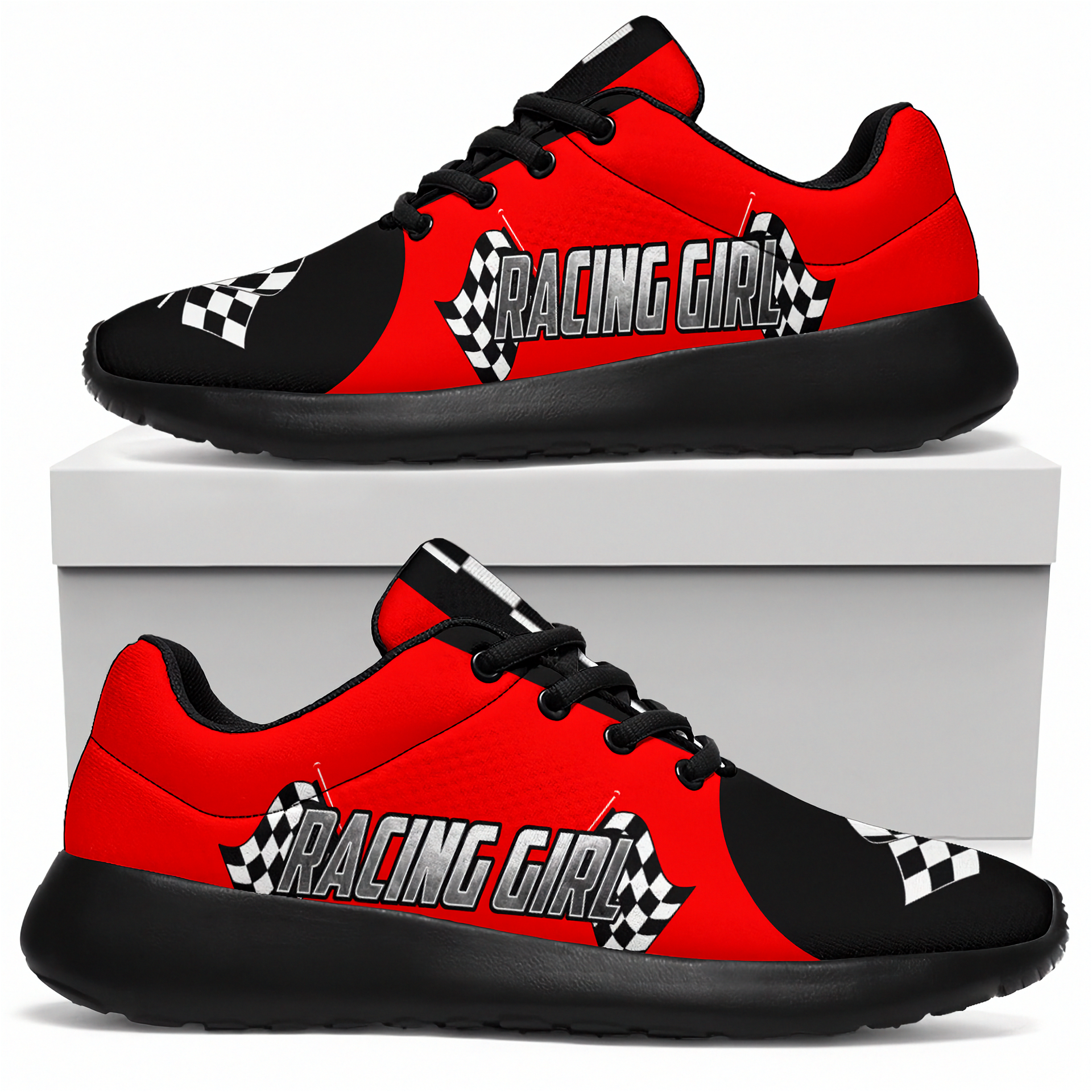 racing girl sneakers in red and black