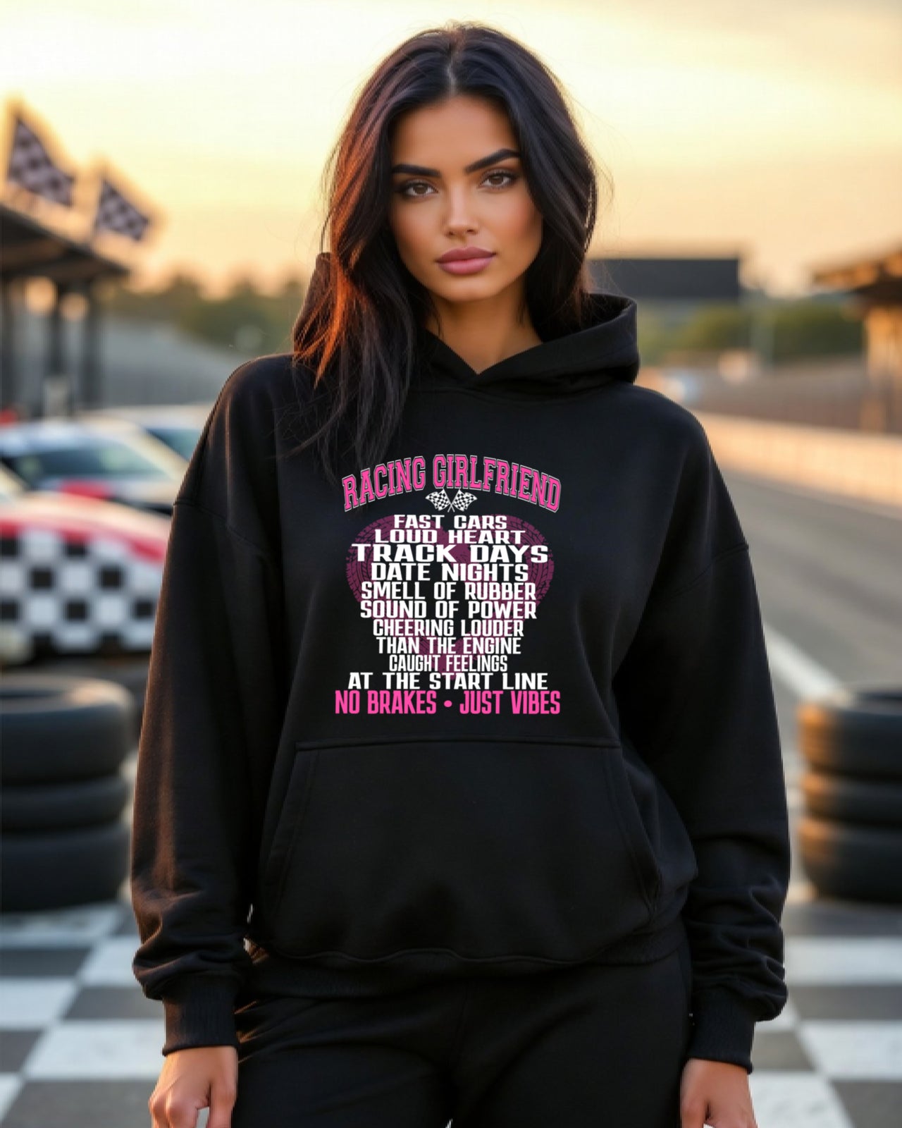 Racing Girlfriend Fast Cars Loud Heart Sweatshirts – Premium Custom Motorsports Hoodies