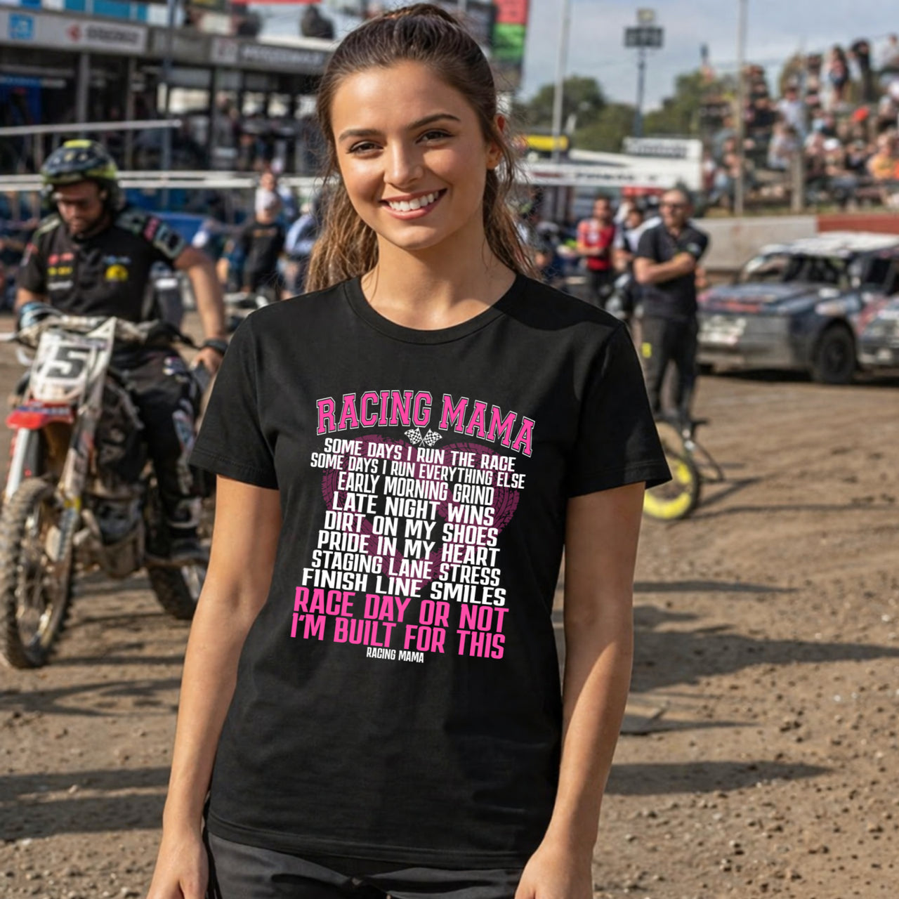 Title: Racing Mama Some Days I Run The Race T-Shirts – Premium Motorsports Apparel