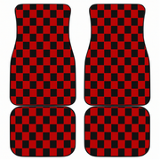 checkered black and red car mats on a white background