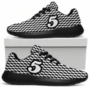 Black and white checkered sneakers on a white background