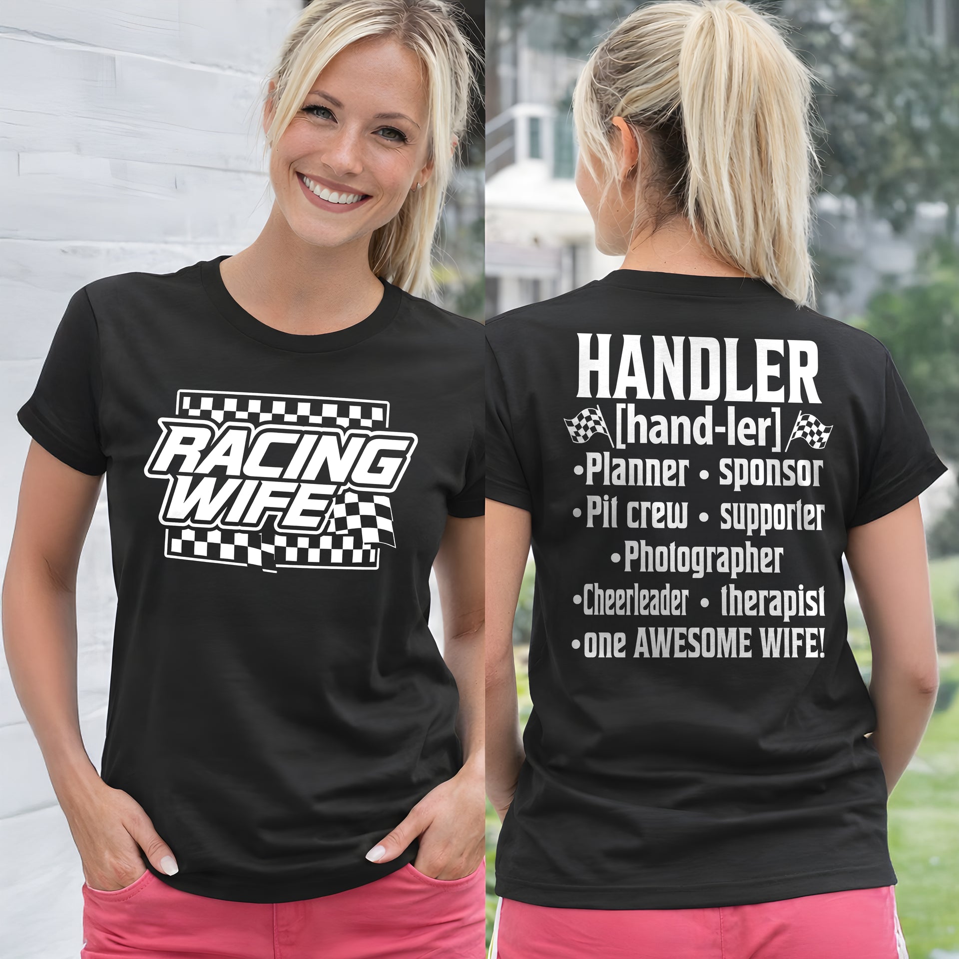 Racing Wife Handler T-Shirts – Premium Pit Crew Definition Tees & Racerback Tanks