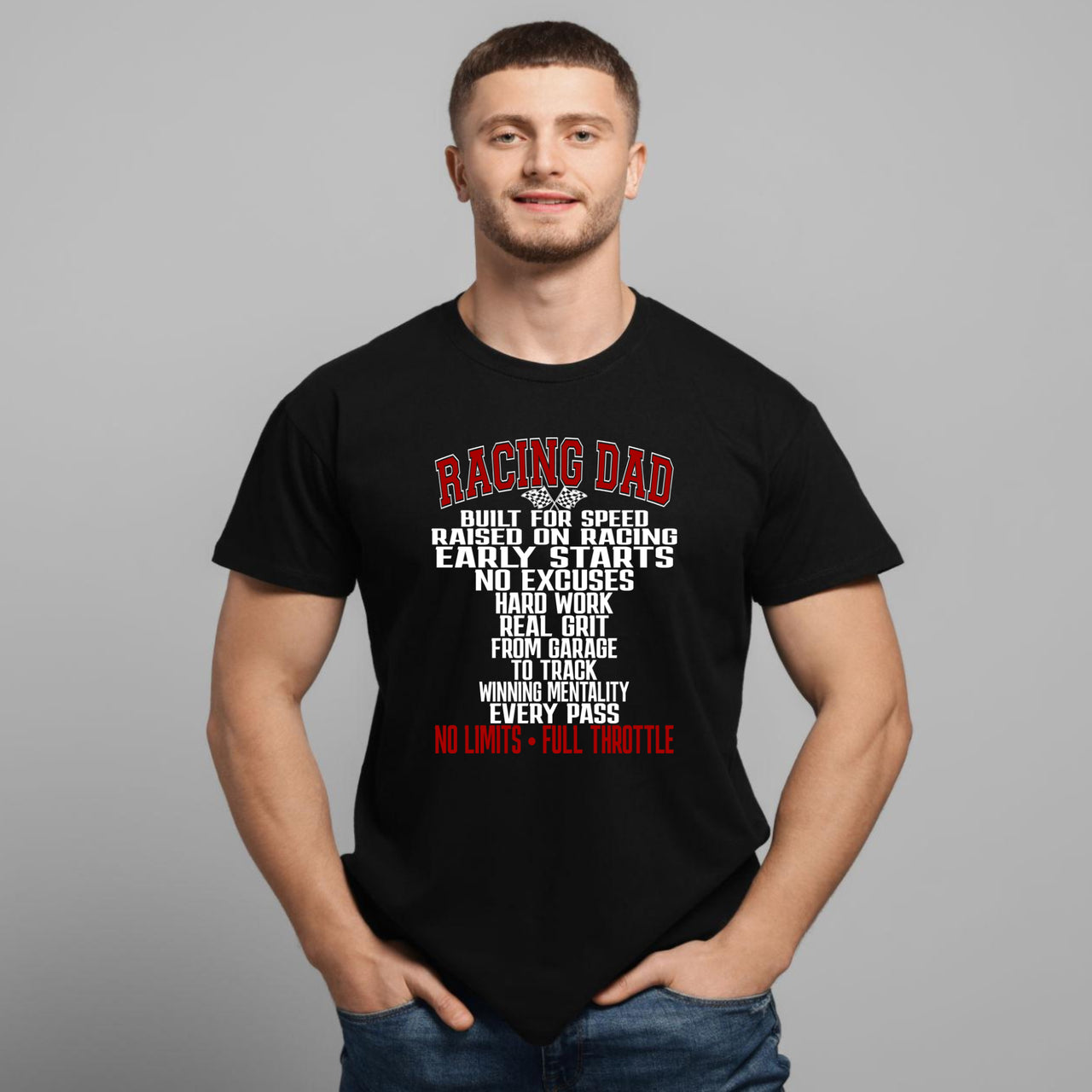 Racing Dad Built For Speed T-Shirts – Premium Custom Motorsports Apparel