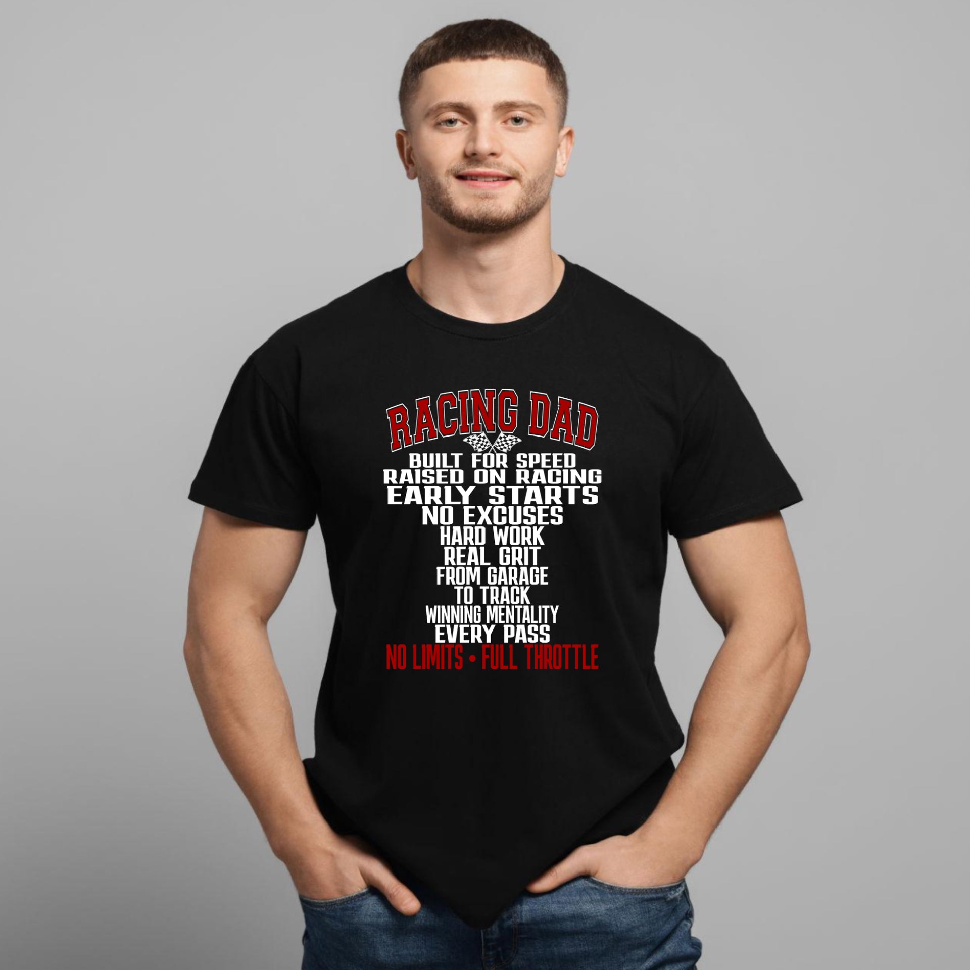 Racing Dad Built For Speed T-Shirts – Premium Custom Motorsports Apparel