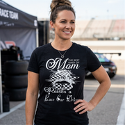 "The Best Kind Of Mom Raises A Race Car Driver" apparel collection featuring premium women's t-shirts, lightweight racerback tanks, and cozy fleece hoodies for racing families.