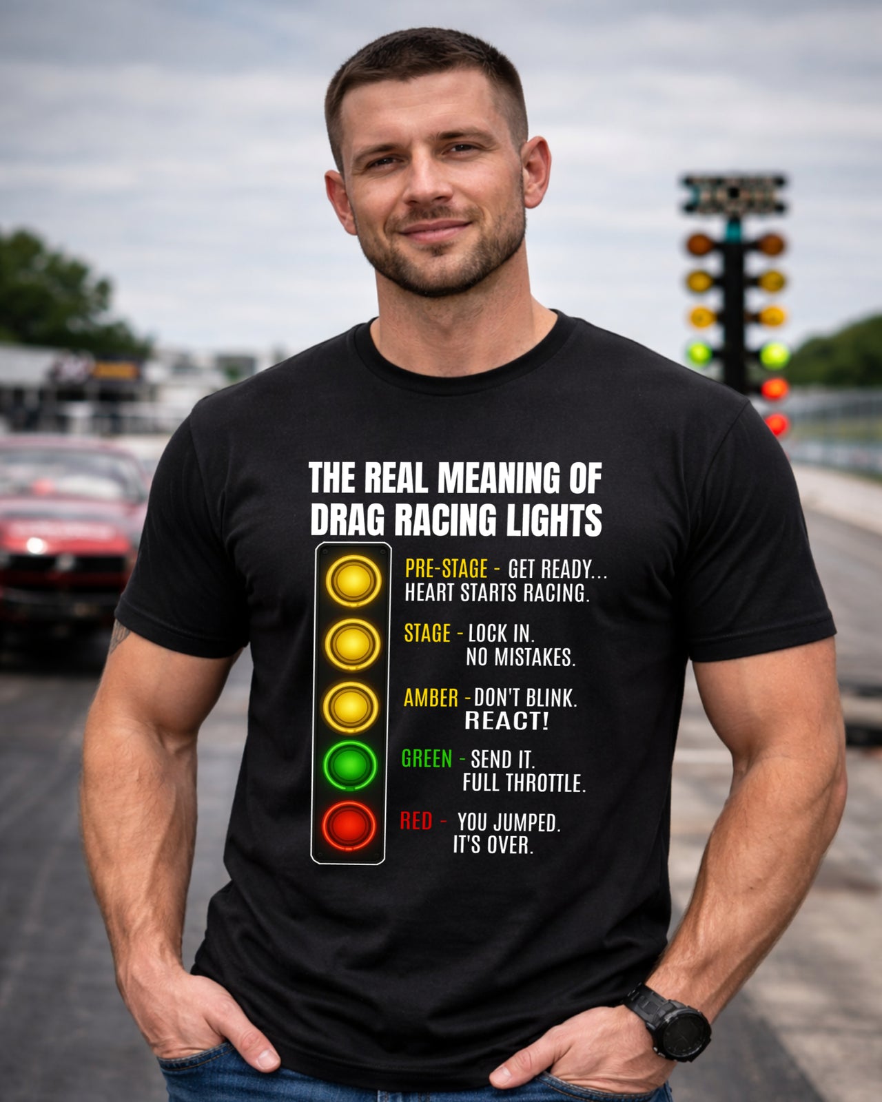 The Real Meaning Of Drag Racing Lights Men's T-Shirts – Premium Custom Apparel DoF