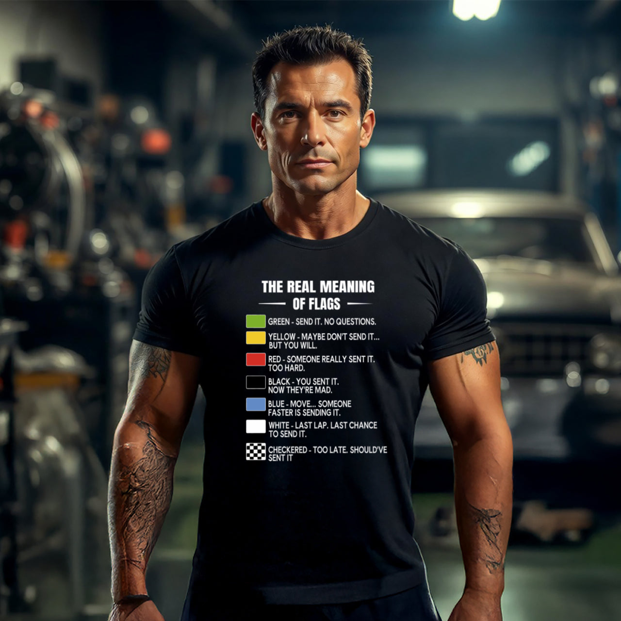 The Real Meaning Of Flags Men's T-Shirts – Premium Custom Motorsports Apparel DoF